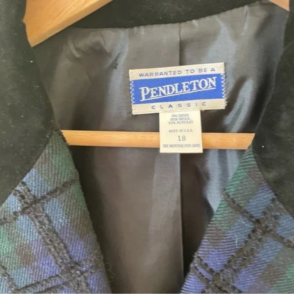 Vintage Pendleton Plaid Wool Blend Blazer in Blue and Green Size 18 - Picture 9 of 9